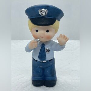 Vintage Enesco Porcelain Policeman Figurine Collectible Ceramic Rare Blond Boy